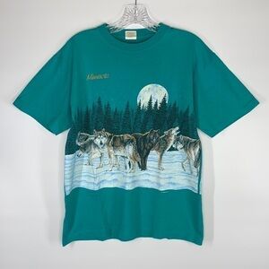Vintage Habitat Full Moon Wolf Minnesota Tshirt 1991 Medium